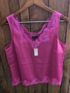 Talbots Hot Pink Lace-Trim Sleeveless Shell